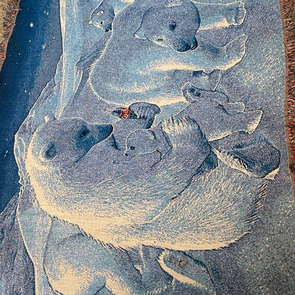 Coke Coca Cola Polar Bear Tapestry Throw Blanket - Picture 3 of 11